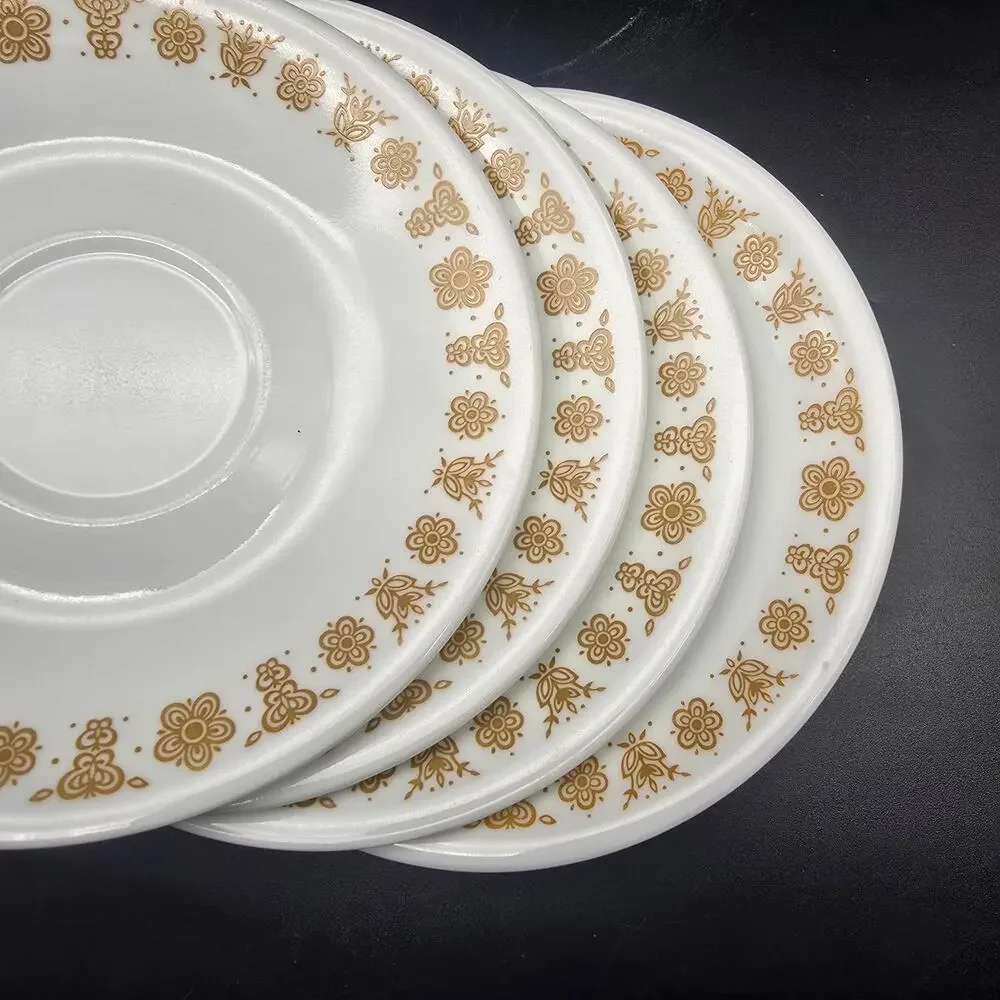 Corelle Corningware Butterfly Gold Saucer Plates Set of 7 Vintage 1970s